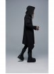 Back Metal Ring Imitation Leather Strap Decoration Black Punk Knit Velvet Jacket