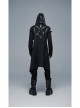 Back Metal Ring Imitation Leather Strap Decoration Black Punk Knit Velvet Jacket