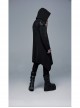 Back Metal Ring Imitation Leather Strap Decoration Black Punk Knit Velvet Jacket