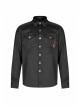 Ribbon Decoration Front Metal Skull Button Black Punk Spliced Shirt