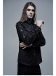 Ribbon Decoration Front Metal Skull Button Black Punk Spliced Shirt