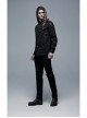 Ribbon Decoration Front Metal Skull Button Black Punk Spliced Shirt