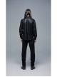 Ribbon Decoration Front Metal Skull Button Black Punk Spliced Shirt