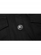 Ribbon Decoration Front Metal Skull Button Black Punk Spliced Shirt