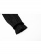 Frill High Collar Front Retro Metal Button Lantern Sleeve Black Gothic Shirt