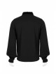 Frill High Collar Front Retro Metal Button Lantern Sleeve Black Gothic Shirt