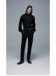 Frill High Collar Front Retro Metal Button Lantern Sleeve Black Gothic Shirt