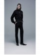 Frill High Collar Front Retro Metal Button Lantern Sleeve Black Gothic Shirt