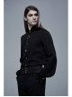 Frill High Collar Front Retro Metal Button Lantern Sleeve Black Gothic Shirt