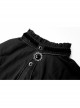 Frill High Collar Front Retro Metal Button Lantern Sleeve Black Gothic Shirt