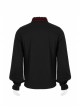 Wine Red Frill High Collar Front Retro Metal Button Lantern Sleeve Black Gothic Shirt