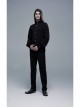 Wine Red Frill High Collar Front Retro Metal Button Lantern Sleeve Black Gothic Shirt