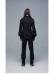 Wine Red Frill High Collar Front Retro Metal Button Lantern Sleeve Black Gothic Shirt