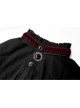 Wine Red Frill High Collar Front Retro Metal Button Lantern Sleeve Black Gothic Shirt