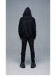 Front Lace-Up Decoration Long Sleeve Black Punk Knit Hoodie Coat
