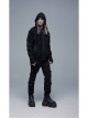 Front Lace-Up Decoration Long Sleeve Black Punk Knit Hoodie Coat