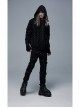 Front Lace-Up Decoration Long Sleeve Black Punk Knit Hoodie Coat