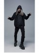 Front Lace-Up Decoration Long Sleeve Black Punk Knit Hoodie Coat