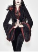 Black 3d Embossed Velvet Fabric Red Chameleon Fabric Kimono Cuffs Rose Flower Neckline Gothic Dress Jacket