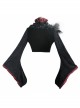 Black 3d Embossed Velvet Fabric Red Chameleon Fabric Kimono Cuffs Rose Flower Neckline Gothic Dress Jacket