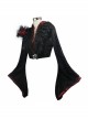 Black 3d Embossed Velvet Fabric Red Chameleon Fabric Kimono Cuffs Rose Flower Neckline Gothic Dress Jacket