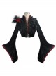 Black 3d Embossed Velvet Fabric Red Chameleon Fabric Kimono Cuffs Rose Flower Neckline Gothic Dress Jacket