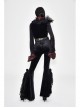 Black 3d Embossed Velvet Fabric Red Chameleon Fabric Kimono Cuffs Rose Flower Neckline Gothic Dress Jacket