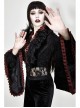 Black 3d Embossed Velvet Fabric Red Chameleon Fabric Kimono Cuffs Rose Flower Neckline Gothic Dress Jacket
