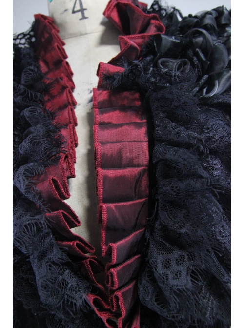 Black 3d Embossed Velvet Fabric Red Chameleon Fabric Kimono Cuffs Rose Flower Neckline Gothic Dress Jacket