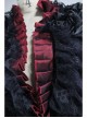 Black 3d Embossed Velvet Fabric Red Chameleon Fabric Kimono Cuffs Rose Flower Neckline Gothic Dress Jacket