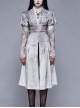 White Lace Fabric Inkjet Jacquard Pleated Pleated Craft Texture Foggy Gothic Long Coat