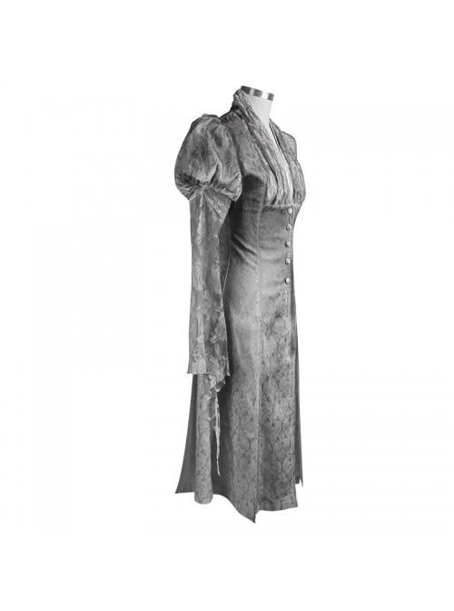 White Lace Fabric Inkjet Jacquard Pleated Pleated Craft Texture Foggy Gothic Long Coat