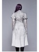 White Lace Fabric Inkjet Jacquard Pleated Pleated Craft Texture Foggy Gothic Long Coat