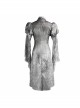 White Lace Fabric Inkjet Jacquard Pleated Pleated Craft Texture Foggy Gothic Long Coat