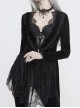 Black Velvet Fabric Positioning Floral Lace Knitted Fabric Dovetail Hem Gothic Dress Coat