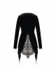 Black Velvet Fabric Positioning Floral Lace Knitted Fabric Dovetail Hem Gothic Dress Coat