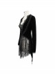 Black Velvet Fabric Positioning Floral Lace Knitted Fabric Dovetail Hem Gothic Dress Coat