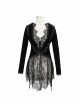 Black Velvet Fabric Positioning Floral Lace Knitted Fabric Dovetail Hem Gothic Dress Coat