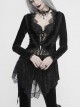 Black Velvet Fabric Positioning Floral Lace Knitted Fabric Dovetail Hem Gothic Dress Coat