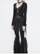 Black Velvet Fabric Positioning Floral Lace Knitted Fabric Dovetail Hem Gothic Dress Coat