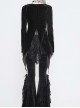 Black Velvet Fabric Positioning Floral Lace Knitted Fabric Dovetail Hem Gothic Dress Coat