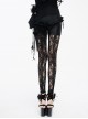 Black Knitted Base Cloth Rose Flower Net Material Asymmetric Lace Bunny Girl Hip Transparent Gothic Leggings