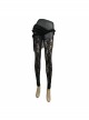 Black Knitted Base Cloth Rose Flower Net Material Asymmetric Lace Bunny Girl Hip Transparent Gothic Leggings