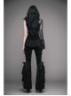 Black Stretch-Embossed Velvet Fabric Lace Rosettes Detachable Brooch Gothic Flared Pants