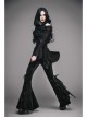 Black Stretch-Embossed Velvet Fabric Lace Rosettes Detachable Brooch Gothic Flared Pants