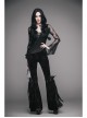 Black Stretch-Embossed Velvet Fabric Lace Rosettes Detachable Brooch Gothic Flared Pants