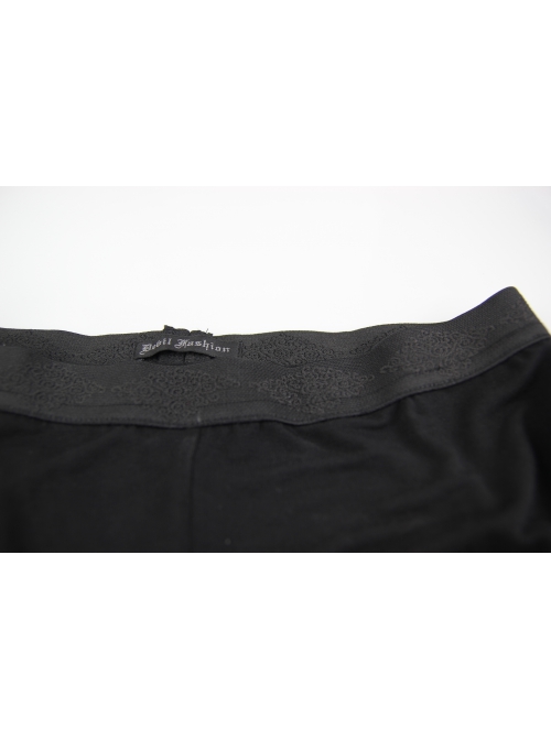 Black Transparent Stretch Net Velvet Print Bead Chain Cotton Knit Fabric Gothic Leggings