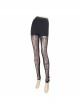 Black Transparent Stretch Net Velvet Print Bead Chain Cotton Knit Fabric Gothic Leggings