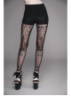 Black Transparent Stretch Net Velvet Print Bead Chain Cotton Knit Fabric Gothic Leggings