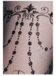 Black Transparent Stretch Net Velvet Print Bead Chain Cotton Knit Fabric Gothic Leggings